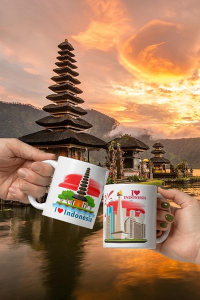 Dünyadan Hediyeler Indonesia - 2 Pieces of Travel Souvenir and Mug Cup Mug