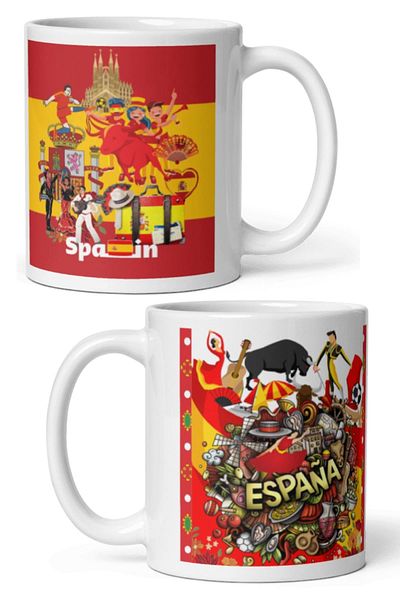 Dünyadan Hediyeler 2 Pieces of Spain Mug - Travel Souvenir Spain Mug