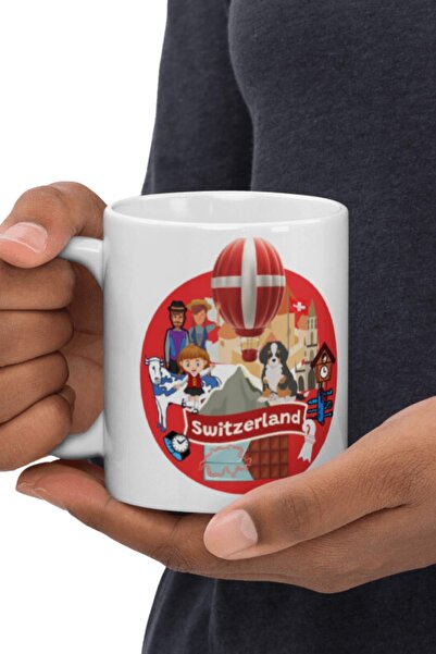 Dünyadan Hediyeler 2 Pieces of Swiss Mug - Travel Souvenir Switzerland Mug