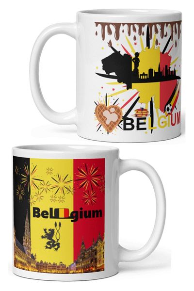 Dünyadan Hediyeler 2 Pieces of Belgium Mug - Travel Souvenir Belgium Mug
