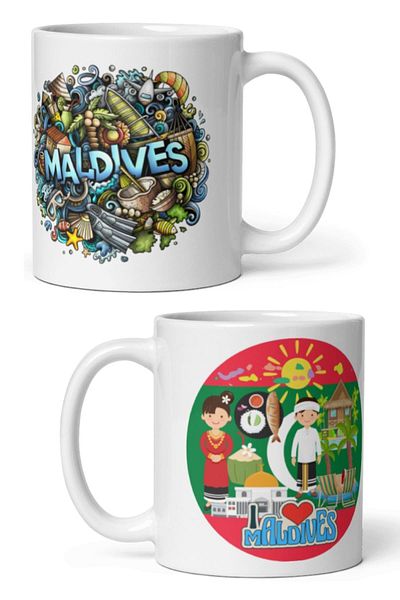 Dünyadan Hediyeler 2 Pieces Maldives Mug - Travel Souvenir Mug