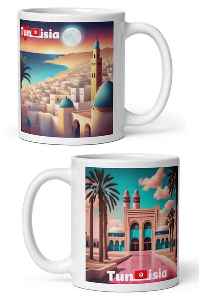 Dünyadan Hediyeler Tunisia 2 Pieces Travel Souvenir Mug - Mug