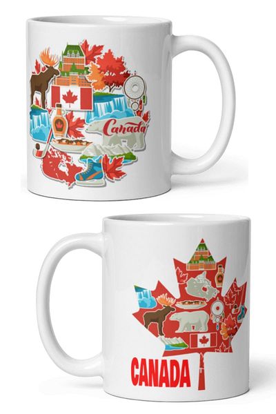 Dünyadan Hediyeler 2 Pieces of Canada Mug - Travel Souvenir Canada Mug