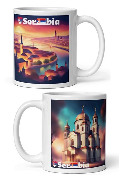 Dünyadan Hediyeler 2 Pieces of Serbia Mug - Travel Souvenir Serbia Mug