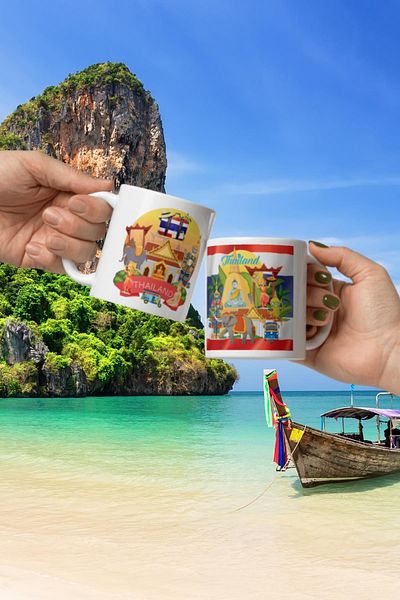 Dünyadan Hediyeler Thailand 2 Pieces Travel Souvenir - Mug Cup Thailand Mug