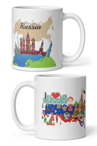 Dünyadan Hediyeler 2 Pieces Travel Souvenir - Russia Mug Cup Mug