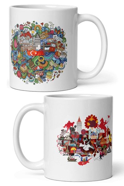 Dünyadan Hediyeler 2 Pieces of Turkey Mug - Travel Souvenir Turkey Mug