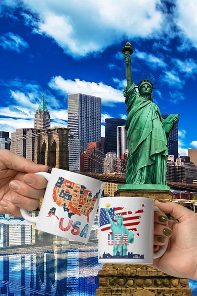 Dünyadan Hediyeler 2 Pieces Travel Souvenir Usa Mug - United States Mug Cup