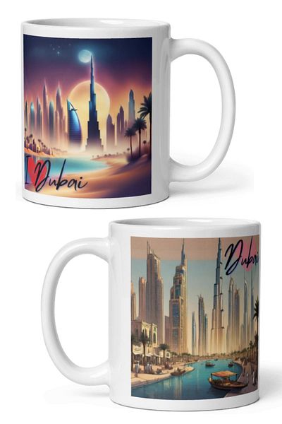 Dünyadan Hediyeler 2 Pieces of Dubai Mug - Travel Souvenir Mug