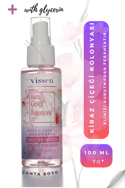vissen Kiraz Çiçeği Kolonyası 70 Derece 100 ml plastik ambalaj sprey