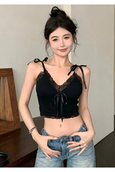 Köstebek Lace Camisole Bow Detailed Bustier Blouse
