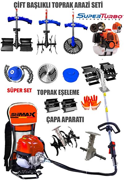 stilmax Germany SUPERTURBO Arazi Seti 20hpx Sırt Tipi Tırpan + 2'litoprak Eşeleme + Akrobat Çapa Aparatı
