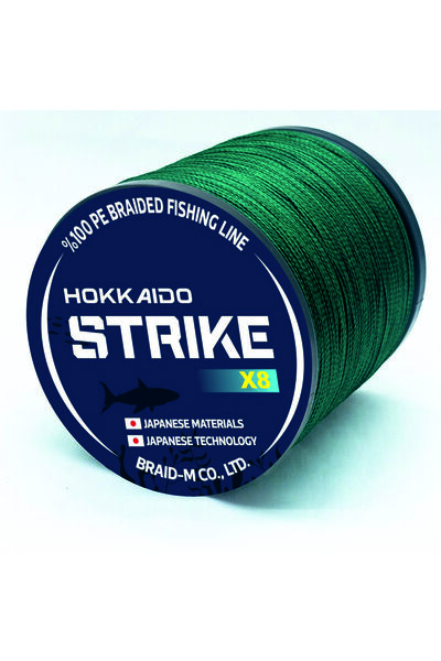 Hokkaido STRIKE X8 300 متر - أخضر داكن 0.14 مم 8 طبقات سحب 11.5 كجم خط صيد حريري