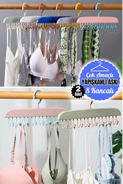 Munico 2 Adet 8 Bölmeli Askılık Kemer Şapka Tüm Ürünlere Uyumlu Elbise Organi...