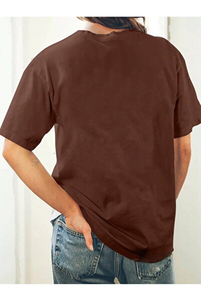 over head oh Γυναικείο μπλουζάκι καφέ Mama Printed Oversize