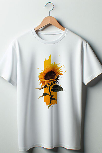 Vordevia Suncokret Štampano Oversize kroj široka unisex okrugla kragna bela m...