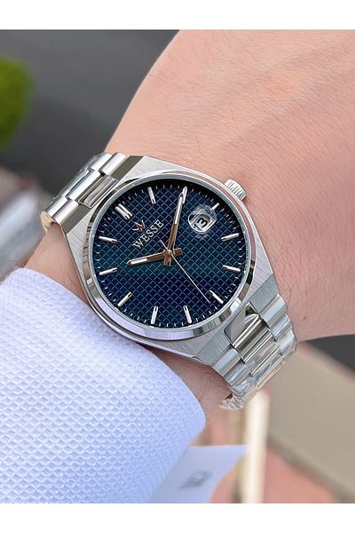 Wesse Steel Cord Calendar Dial No Darkening Color Throwing 5 Atm Men's Wrist Watch EWWG209503