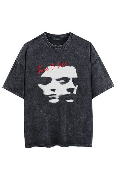 Mad&Calf Μπλουζάκι Unisex Washable Face 2 Face Printed Oversize