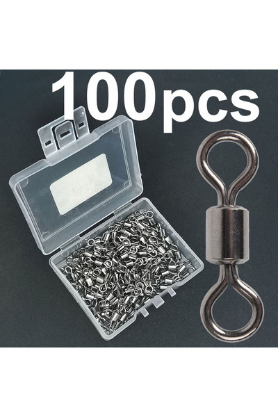 facifa 50 أو 100 قطعة من محمل برميل الصيد دوارة دوّارة مع صندوق حلقة صلبة موص...