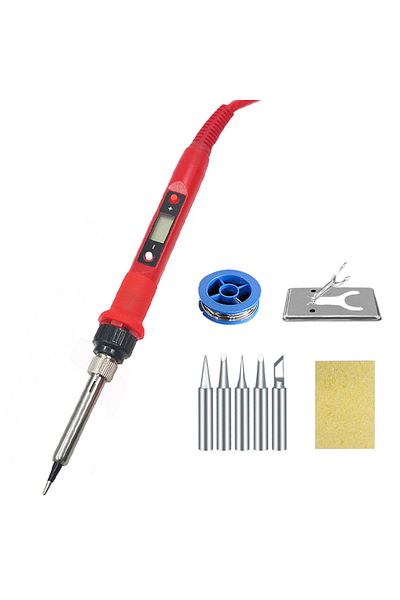 lefavor 80W Digital Electric Soldering Iron Set Kit 220V 110V Temperature  Adjustable LCD Display Solder ...