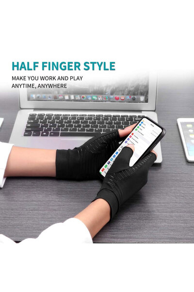 XQWOXQ قفازات التهاب المفاصل المضغوطة بالنحاس، أفضل قفازات بدون أصابع مملوءة بالنحاس، شفاء لالتهاب المفاصل،...