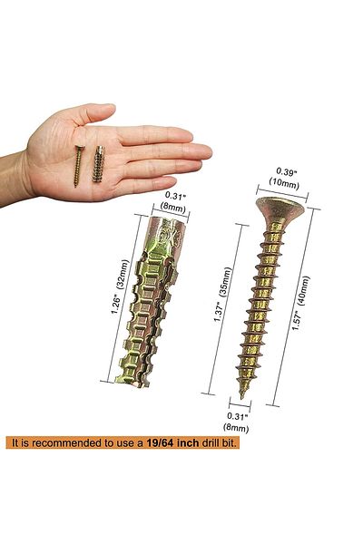 T.K.EXCELLENT Heavy Duty Steel Wall Anchor with Screws 20/30/40Pcs Tree Shaped Steel Wall Anchor for Concrete W...