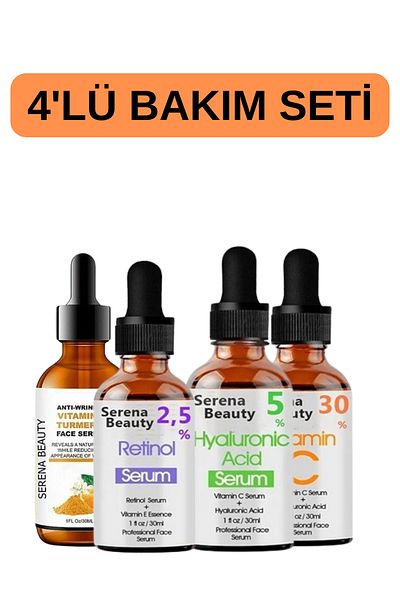 serena beauty Turmeric and Retinol and Vitamin C and Hyaluronic Acid - 4-Piece Care Set