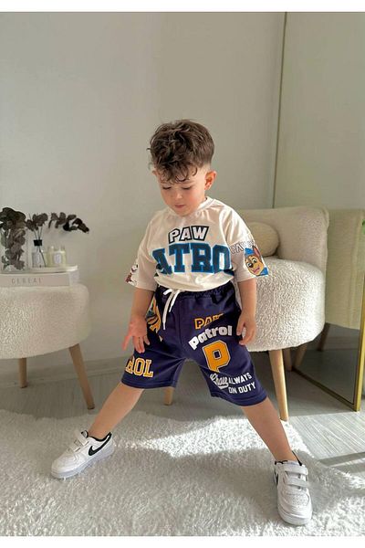 endudu Paw Patrol Cartoon Character Printed Boy's Summer 2-Piece Set Shorts T-shirt