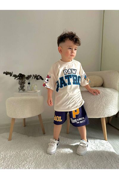 endudu Paw Patrol Cartoon Character Printed Boy's Summer 2-Piece Set Shorts T-shirt