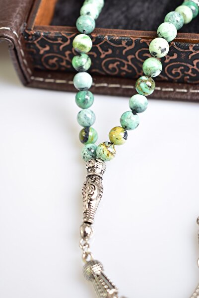 Mavera Doğaltaş Tasbih din piatră naturală Chrysocolla 33 buc – 6 mm