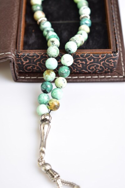 Mavera Doğaltaş Tasbih din piatră naturală Chrysocolla 33 buc – 8 mm