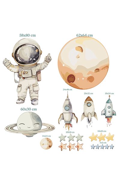 Renklendir Hayatını Space Themed Wall Sticker - 97 Model