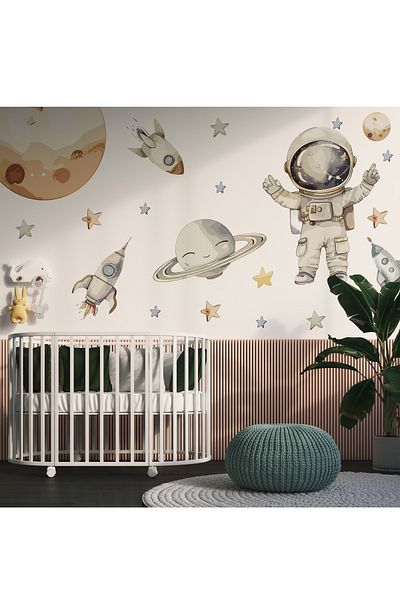 Renklendir Hayatını Space Themed Wall Sticker - 97 Model
