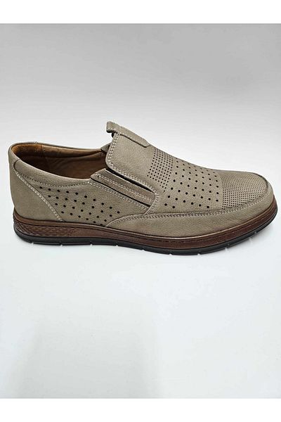 Pabuç Genuine Leather Men's Summer Nubuck - Sand Color, Legless