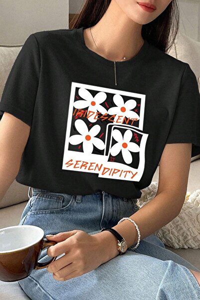 over head oh Ženska crna Serendipity Štampano Oversize T-shirt
