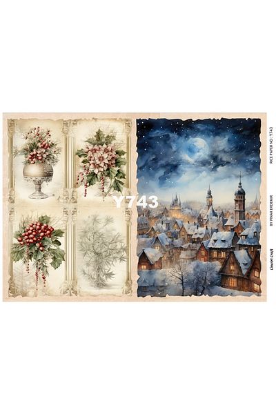 LİNEART Brass Patterned LineArt Decopage Paper - LA-Y743