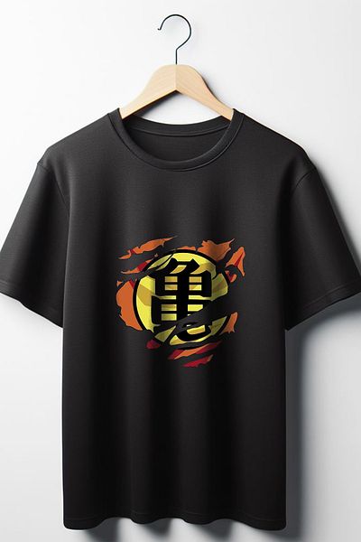 Vordevia Μαύρο μπλουζάκι με στάμπα Dragonball Oversize Wide Fit Unisex Crew Neck