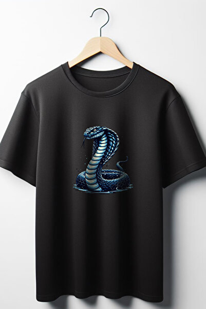 Vordevia Tricou negru unisex cu decolteu rotund supradimensionat cu imprimeu ...