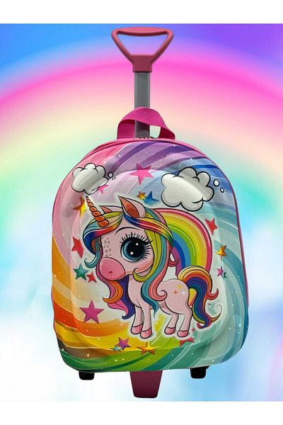 Tezzgelsin Rucsac cu imprimeu color Eva pentru fete - creșă cu racletă și roți în relief