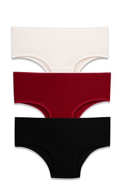 Lolitam Set de chiloți de damă din 3 piese din bumbac Lycra cu talie foarte înaltă