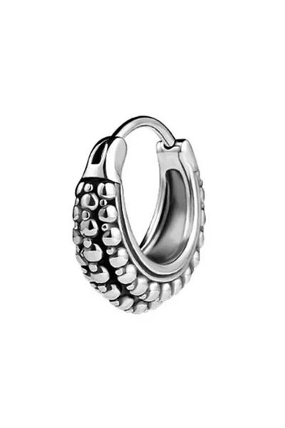 Jaida Moda Gray Gothic Steel Hoop Unisex Earrings with Viking Motif