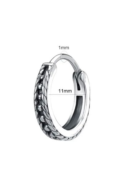 Jaida Moda Unisex Gray Patterned Gothic Model Steel Ring Earring