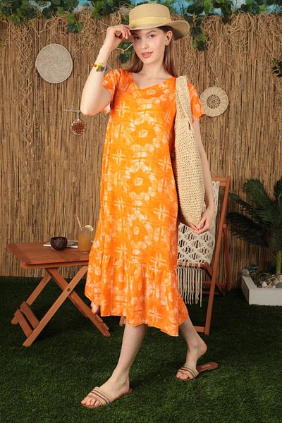 vuvutasarım Noul sezon, țesătură din viscoză, cu decolteu în V, cu model de cravată, cu volane, rochie de damă, rochie de plajă