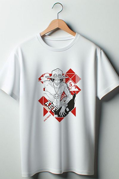 Vordevia Tricou alb unisex cu decolteu rotund, imprimat dintr-o bucată