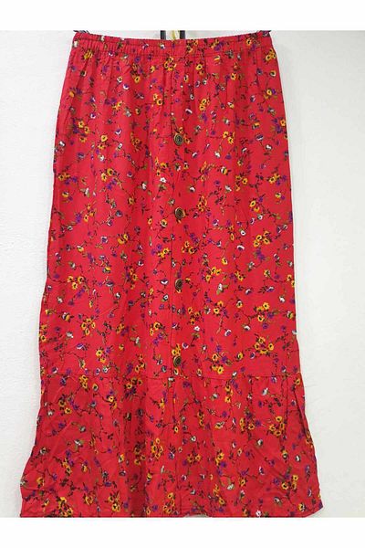 sercan konfeksiyon Women's Long Skirt with Button Waist Elastic Viscose