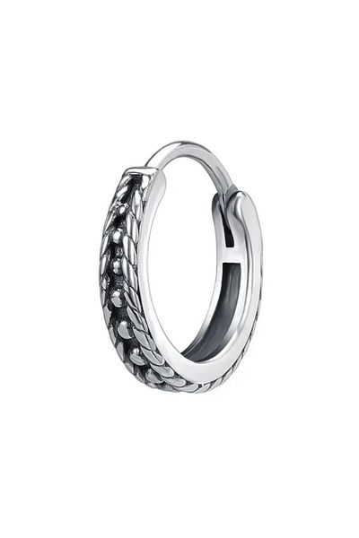 Jaida Moda Unisex Gray Patterned Gothic Model Steel Ring Earring