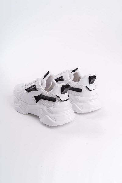 BZ Moda CALIFORNIA Tricoturi cu talpă ortopedică cu șireturi Pantofi sport pentru femei BT alb/negru
