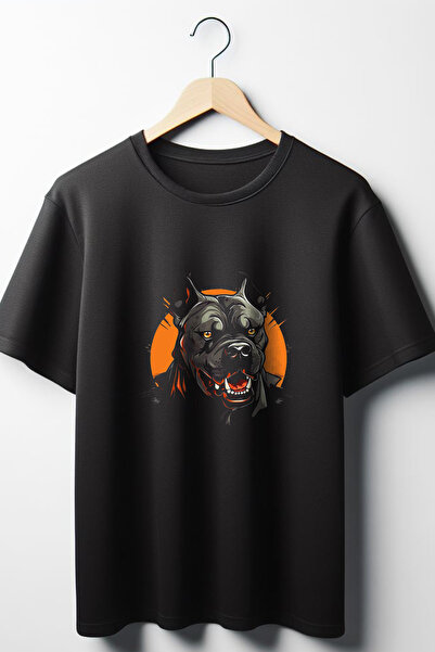 Vordevia Pitbull Štampano Oversize kroj Wide Fit Unisex okrugla kragna crna m...