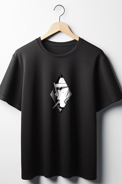 Vordevia Μαύρο μπλουζάκι Smoke Girl με στάμπα Oversize Wide Fit Unisex Crew Neck