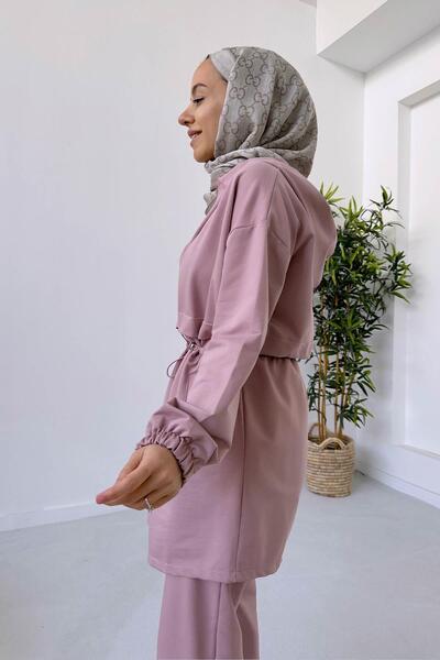 Ka Hijab Waist Drawstring Two Thread Set - Pink